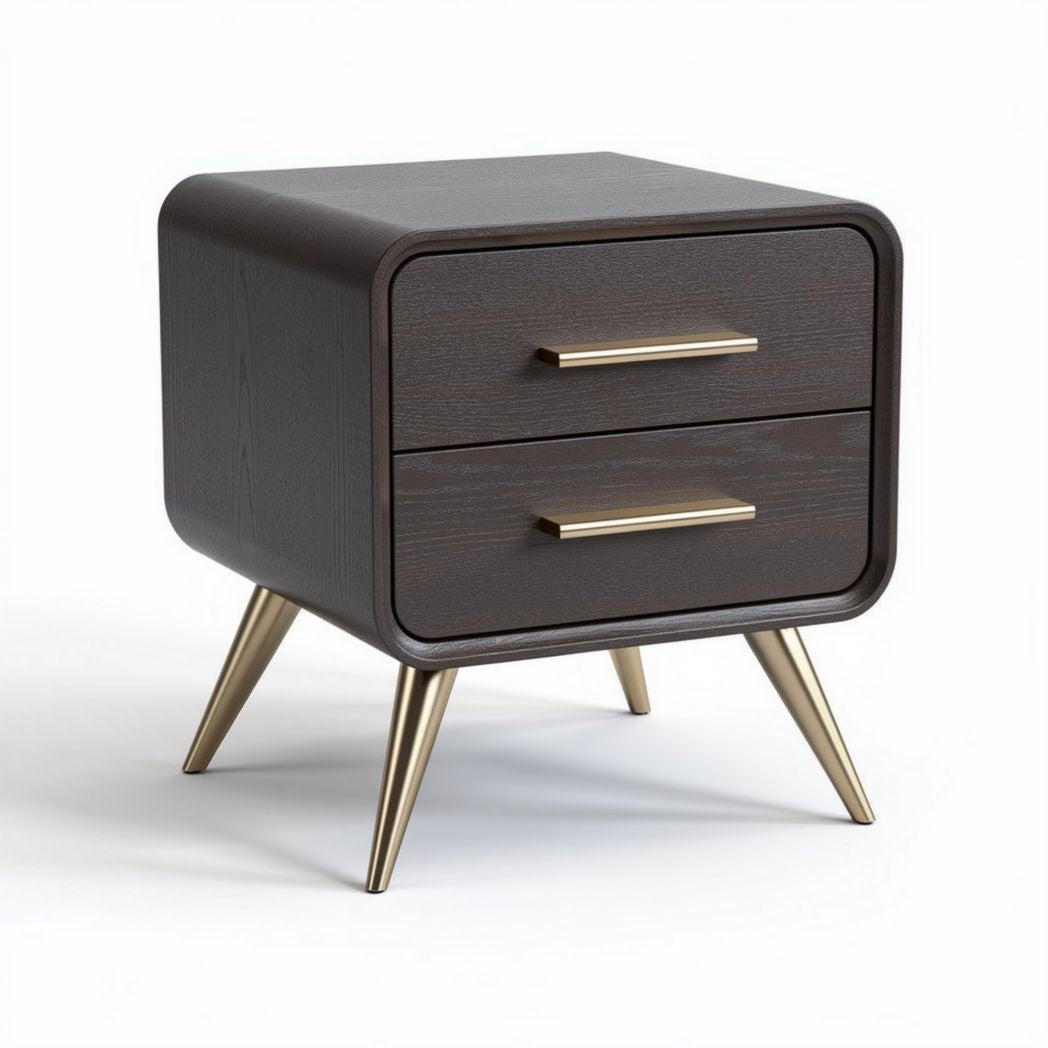 Wooden nightstand with metal legs and two drawers dimensions 40 x 40 x 50cm