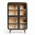 Wooden display cabinet with glass doors and shelves 80 x 40 x 120cm