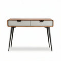 Wooden desk with two drawers in gray and natural finish dimensions 100 x 50 x 75cm