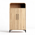Wooden storage cabinet with shelves and doors 90 x 45 x 190cm in natural finish