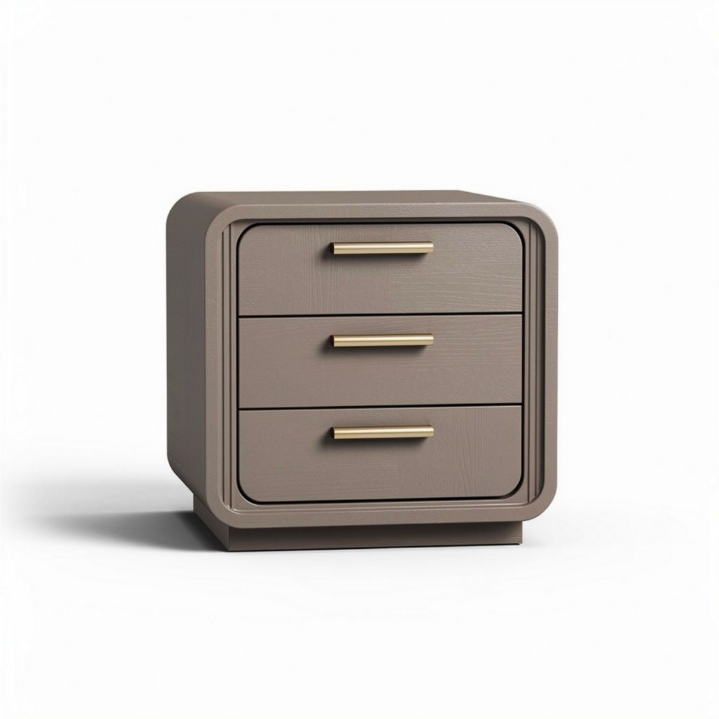 Wooden nightstand with three drawers in taupe finish 40 x 40 x 50cm