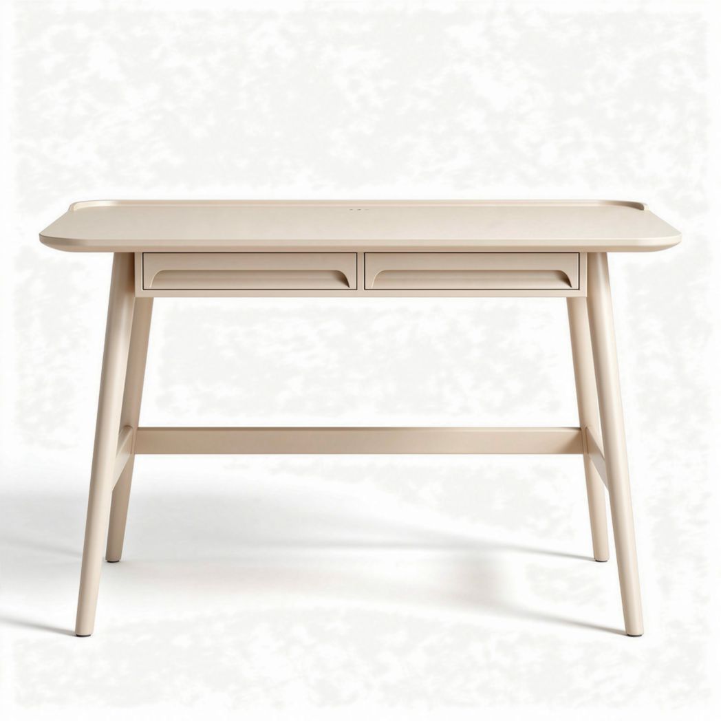 Wooden writing desk with two drawers beige color 120 x 60 x 75cm