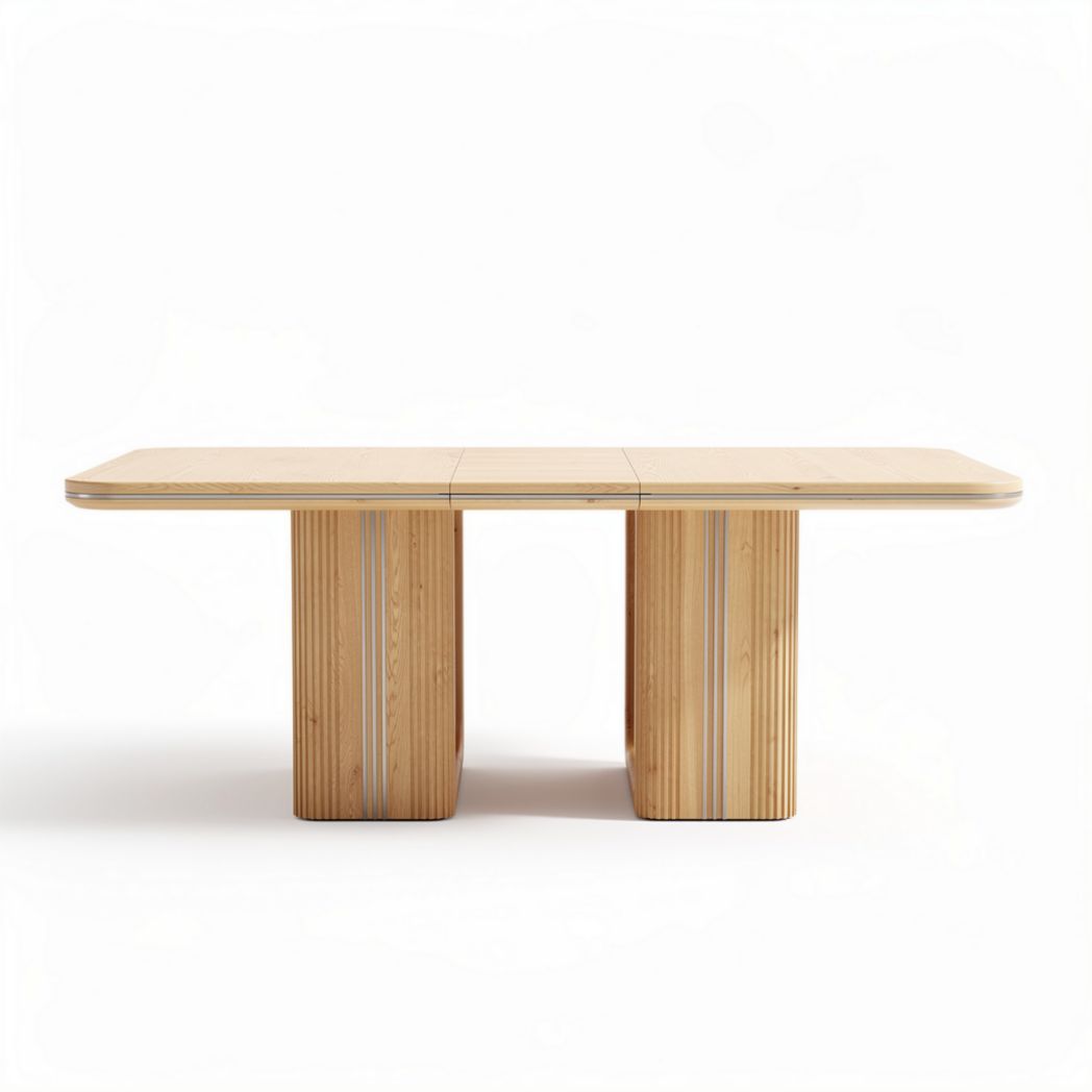 Wooden dining table with expandable design natural finish 200 x 100 x 75cm