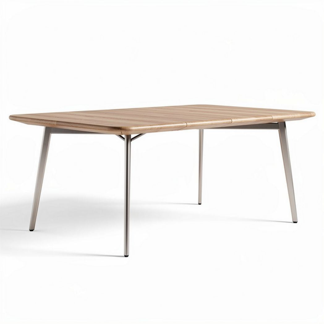 Contemporary wooden dining table with metal legs 200 x 100 x 75cm