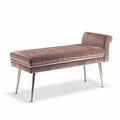 Velvet upholstered bench with stainless steel legs in pink color 120 x 40 x 45cm